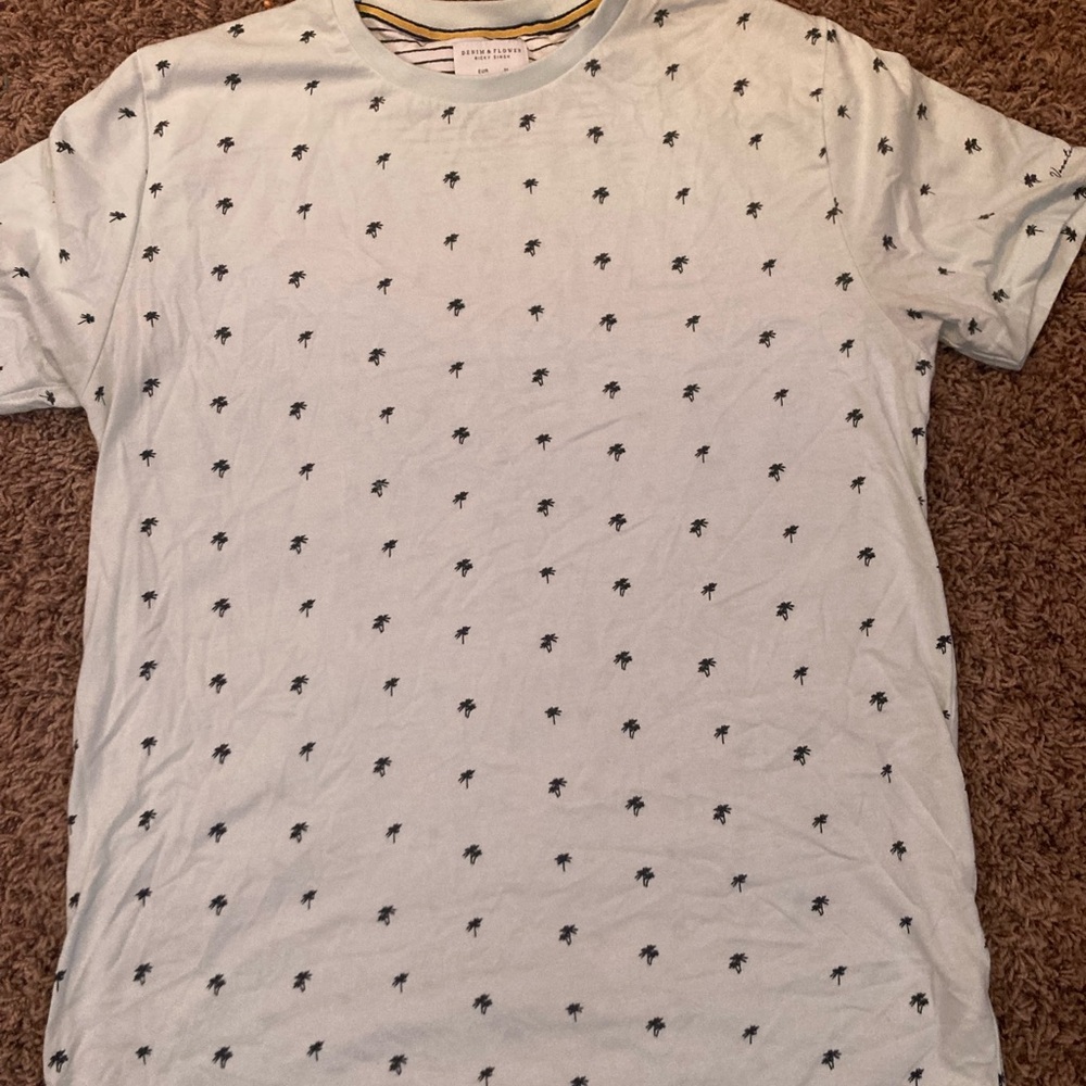 Men's White Palm Tree Print Shirt